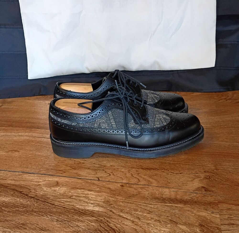 Dr Martens Alfred Brogue Wingtip Oxford Mens 11 Black Leather Canvas AW004